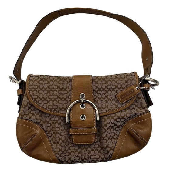 Coach Bags Coach Soho Signature Leather Canvas Tote Buckle Purse